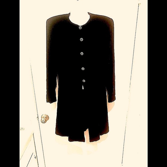 The Silk Farm black velvet tuxedo coat/ jacket/ duster - Picture 4 of 12